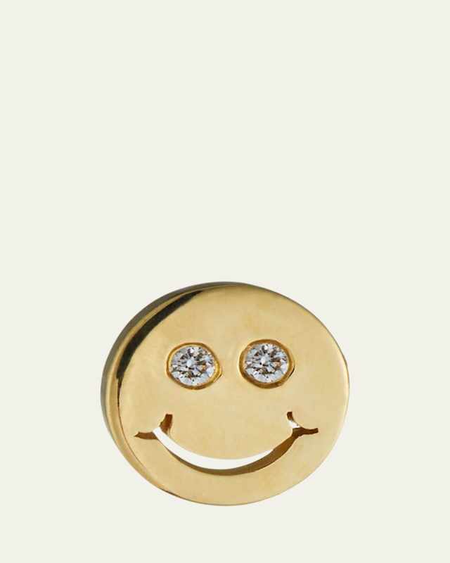 14k Diamond Happy Face Stud Earring, Single